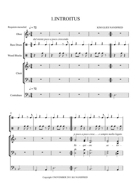 Free Sheet Music 1 Introitus From Requiem For Choir Baryton Obo Percussion And Amplified Bass