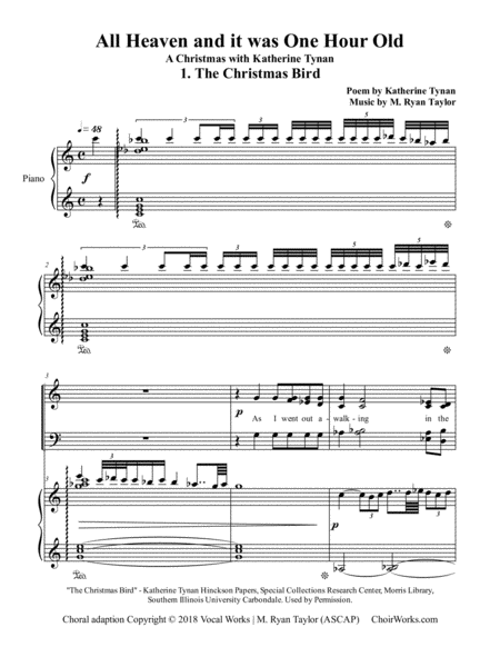 Free Sheet Music 1 The Christmas Bird All Heaven And It Was One Hour Old Satb Choir Piano