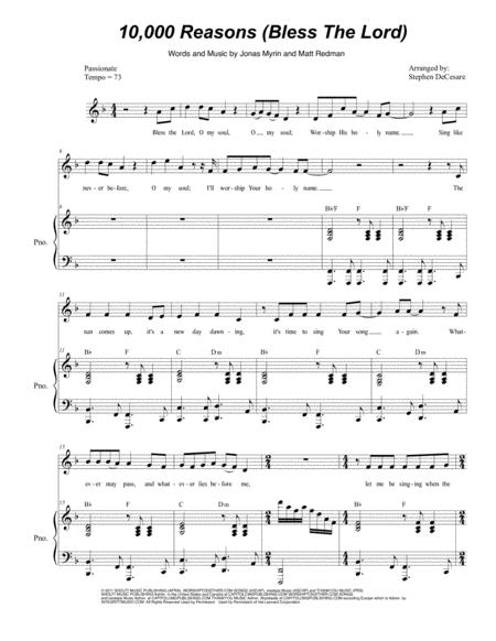 Free Sheet Music 10 000 Reasons Bless The Lord For Vocal Solo