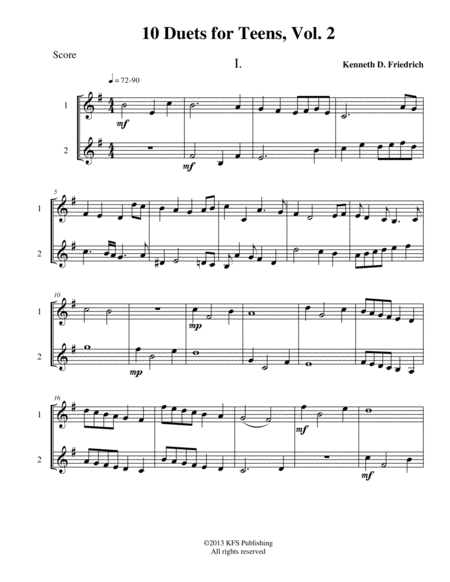 Free Sheet Music 10 Clarinet Duets For Teens Vol 2