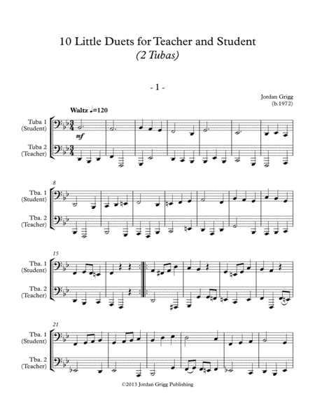 Free Sheet Music 10 Little Duets For Teacher And Student 2 Tubas