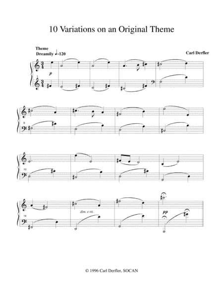Free Sheet Music 10 Variations On An Original Theme