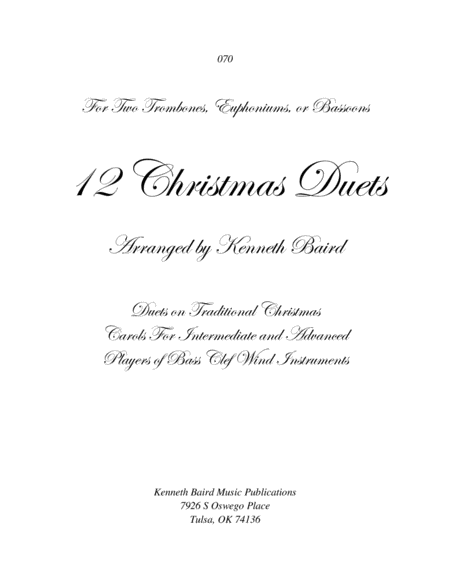 Free Sheet Music 12 Christmas Duets For Bass Clef Instruments