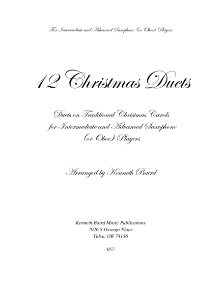 12 Christmas Duets For Saxophones Or Oboes Sheet Music