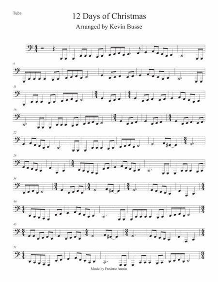 12 Days Of Christmas Easy Key Of C Tuba Sheet Music