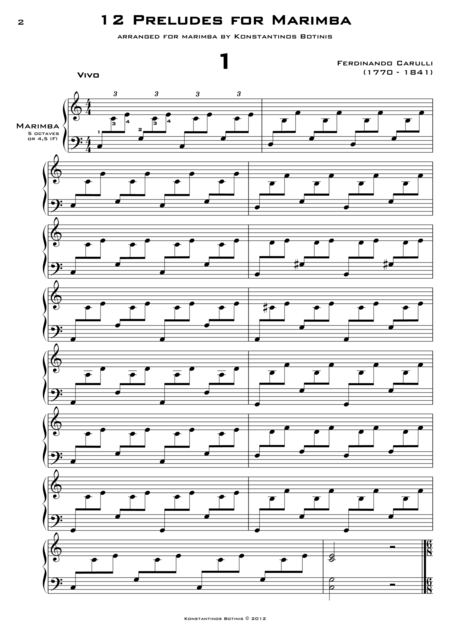 12 Preludes For Marimba Sheet Music