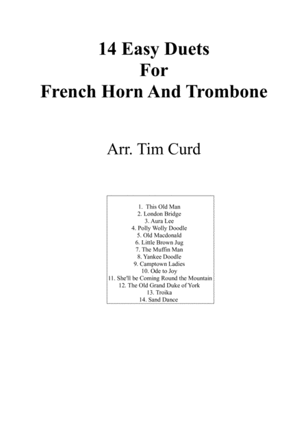 14 Easy Duets For French Horn And Trombone Sheet Music