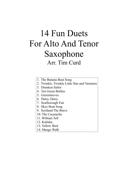 14 Fun Duets For Alto And Tenor Saxophone Sheet Music