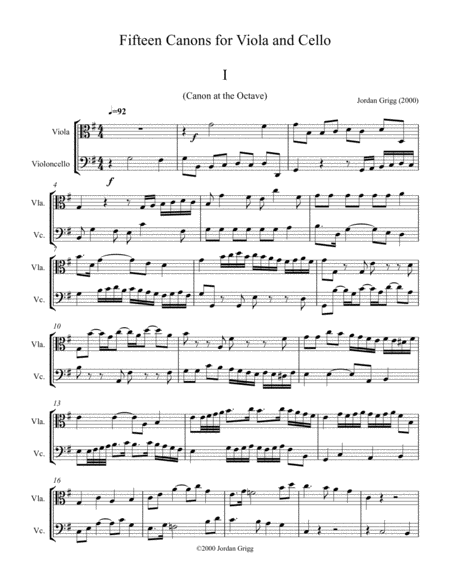 Free Sheet Music 15 Canons For Viola And Cello