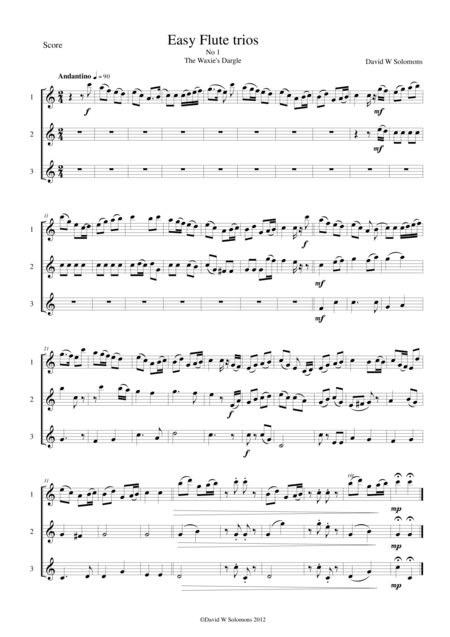 Free Sheet Music 15 Easy Flute Trios