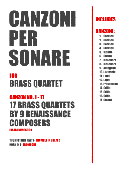 Free Sheet Music 17 Brass Quartets From Canzoni Per Sonare