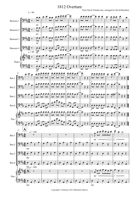1812 Overture For Bassoon Quartet Sheet Music