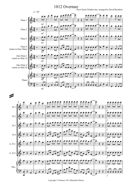 Free Sheet Music 1812 Overture For Flute Quartet