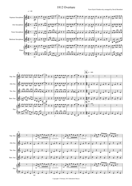 Free Sheet Music 1812 Overture For Saxophone Quartet