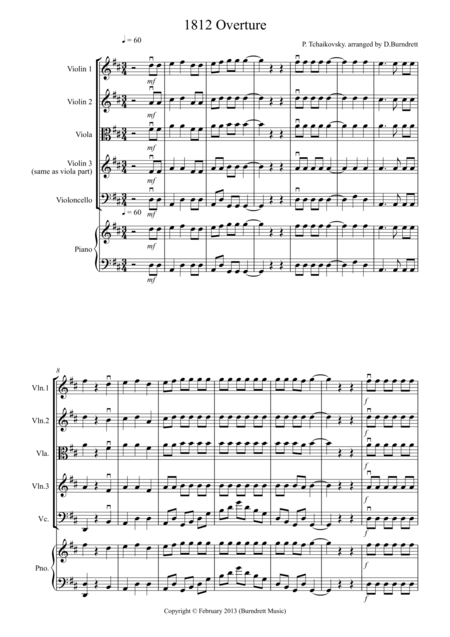 1812 Overture For String Quartet Sheet Music