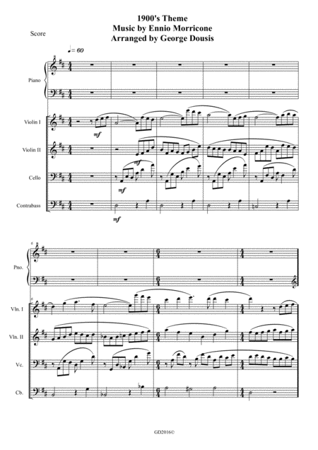 1900s Theme Main Theme From The Legend Of 1900 Sheet Music
