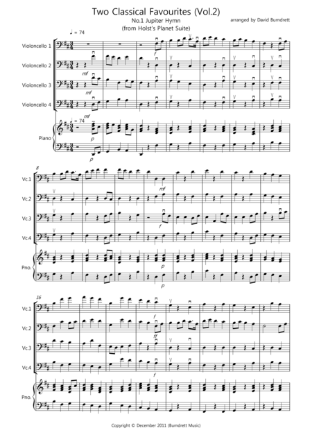Free Sheet Music 2 Classical Favourites For Cello Quartet Volume Two