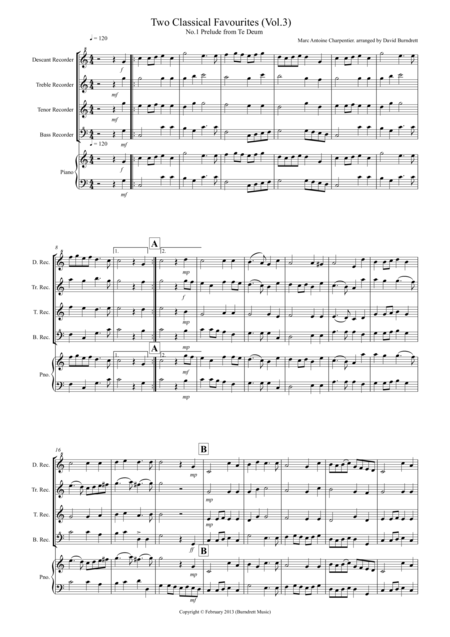 Free Sheet Music 2 Classical Favourites For Recorder Quartet Volume Three