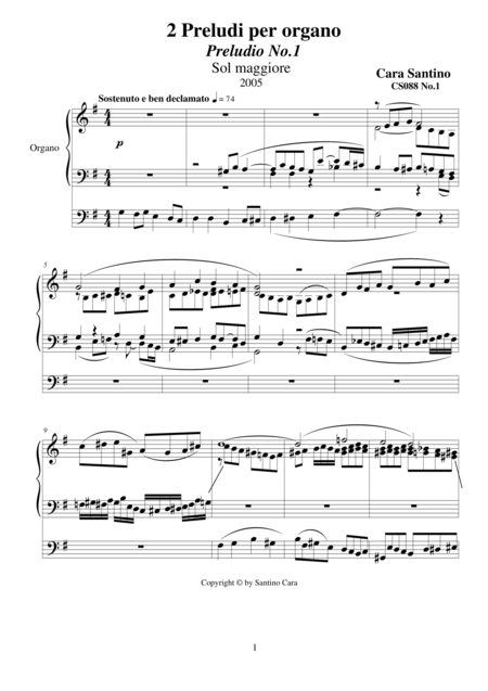 Free Sheet Music 2 Preludes For Organ Cs088