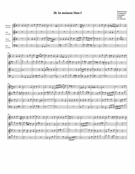 Free Sheet Music 20 In Meinem Sinn I Arrangement For 4 Recorders