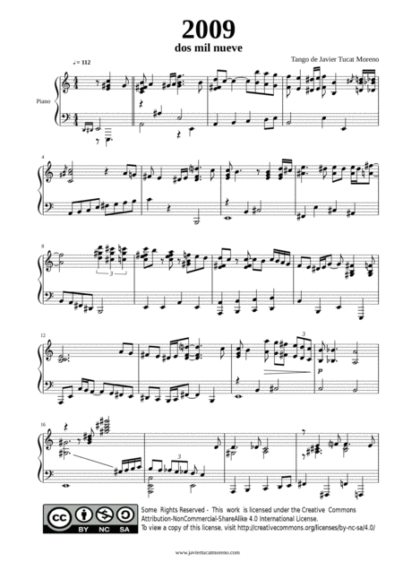 Free Sheet Music 2009 Tango For Piano