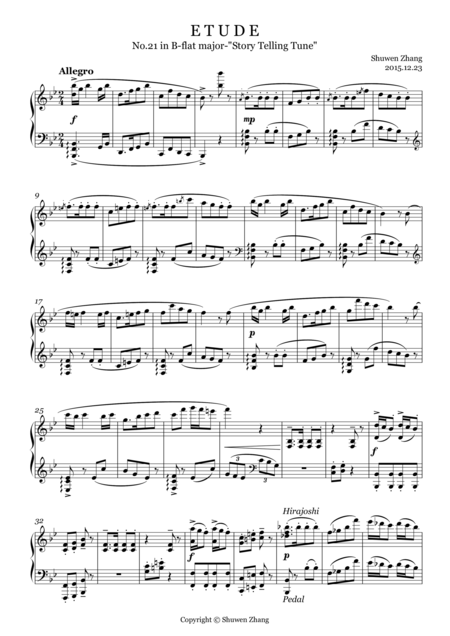 24 Etudes No 21 In B Flat Major Story Telling Tune Sheet Music