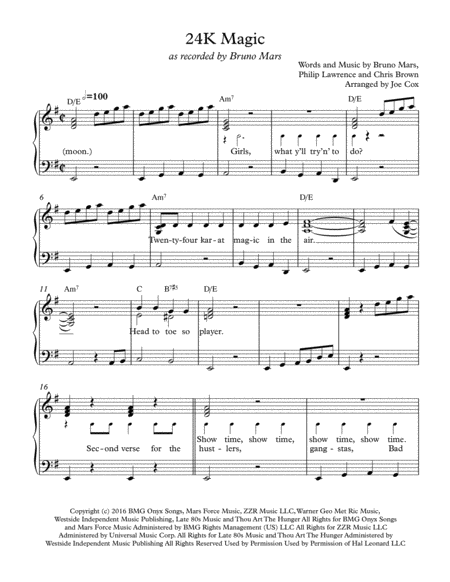 24k Magic Easy Edition Sheet Music