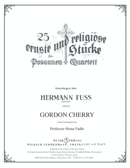 25 Serious Religious Chorales For Trombone Quartet Sheet Music