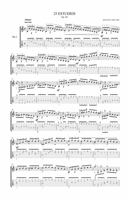 25 Studies For The Guitar Matteo Carcassi Opus 60 Sheet Music
