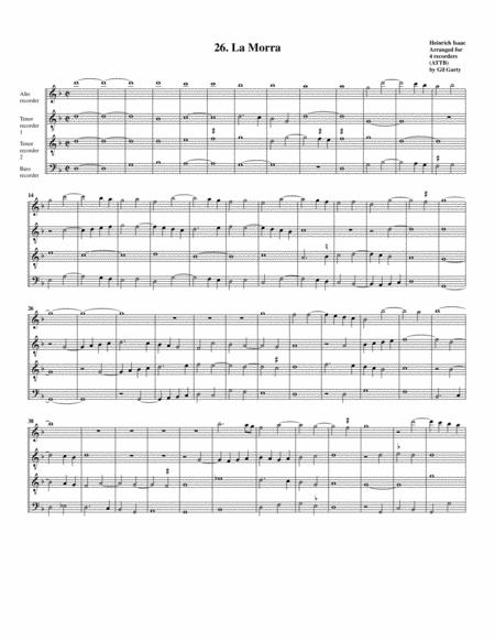 Free Sheet Music 26 La Morra Arrangement For 4 Recorders