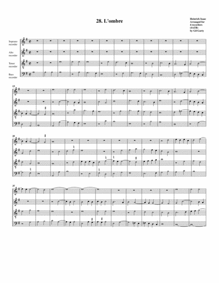 Free Sheet Music 28 L Ombre Arrangement For 4 Recorders