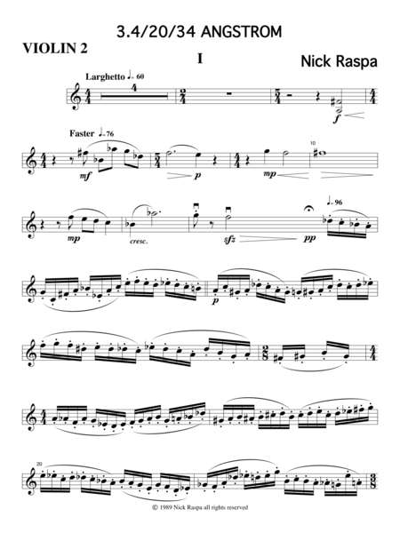 3 4 20 34 Angstrom Violin 2 Part Sheet Music