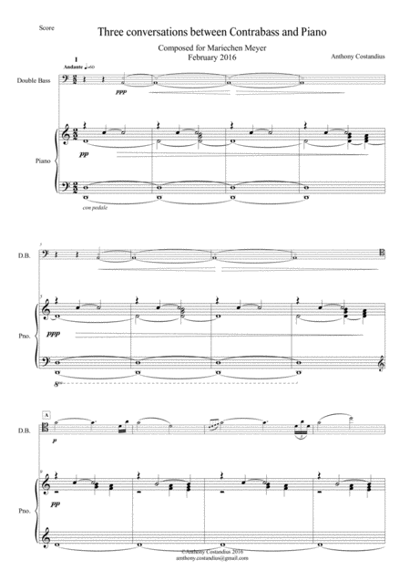 Free Sheet Music 3 Conversations Between Contrabass And Piano