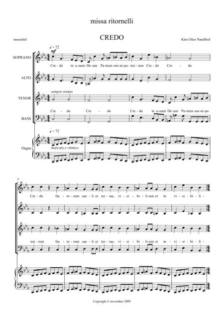 3 Credo From Missa Ritornelli For Solo Soprano Mixed Choir Organ Sheet Music