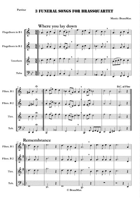 Free Sheet Music 3 Funeral Songs For Brassquartet Flugelhorn 1 2 Tenor Horn Tuba