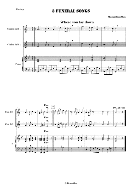 3 Funeral Songs For Two Clarinets In B Sheet Music