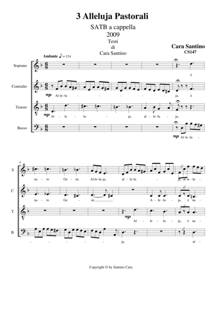 3 Hallelujah Pastoral For Satb Choir A Cappella Sheet Music