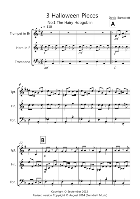 3 Halloween Pieces For Brass Trio Sheet Music