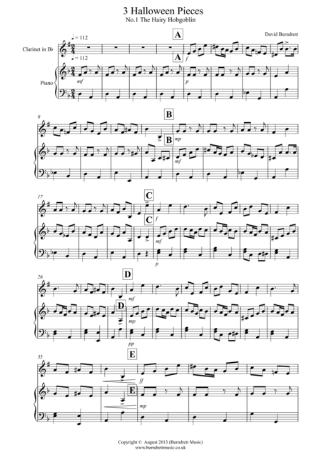 3 Halloween Pieces For Clarinet And Piano Sheet Music