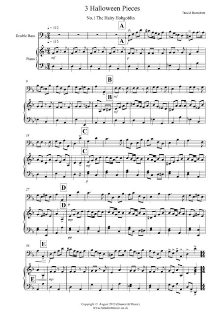 Free Sheet Music 3 Halloween Pieces For Double Bass And Piano