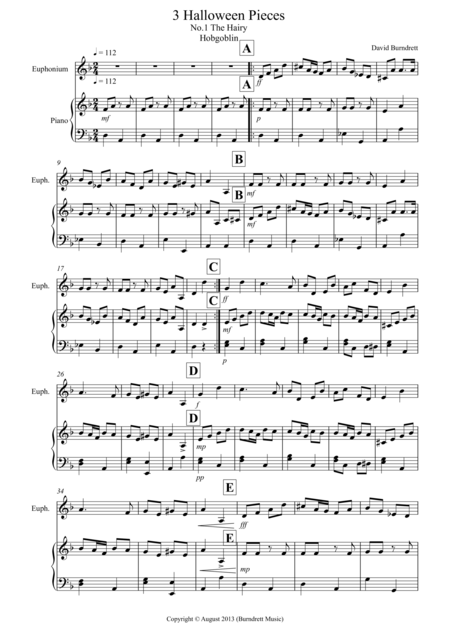 3 Halloween Pieces For Euphonium And Piano Sheet Music