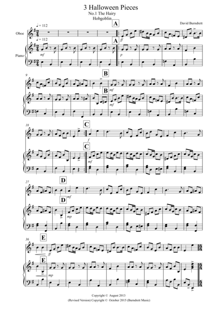 3 Halloween Pieces For Oboe And Piano Sheet Music