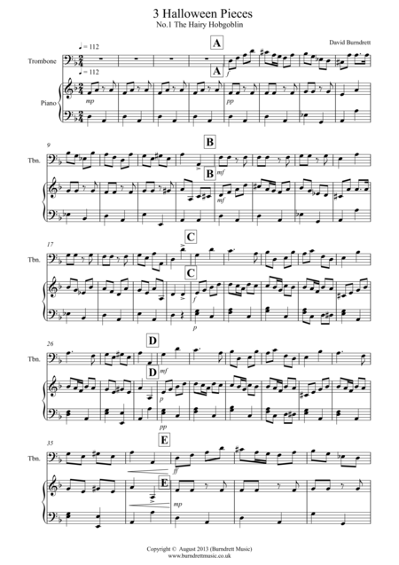 3 Halloween Pieces For Trombone And Piano Sheet Music