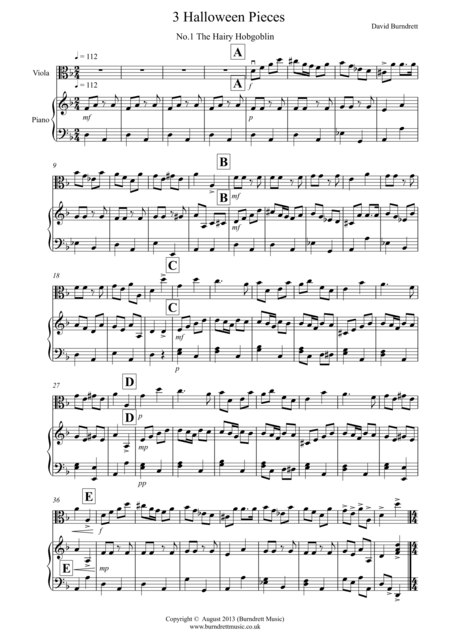 3 Halloween Pieces For Viola And Piano Sheet Music