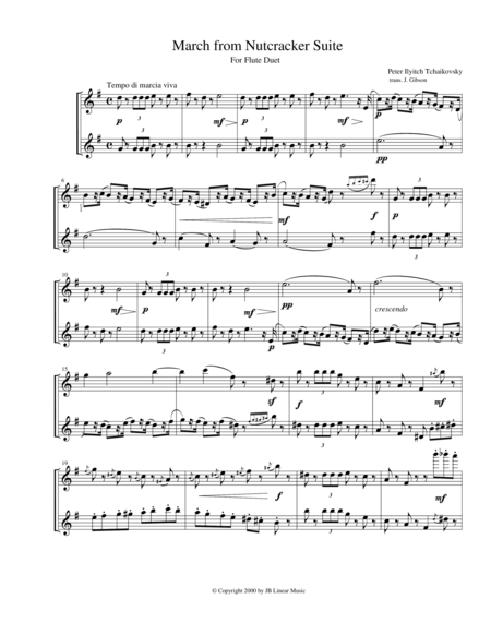 Free Sheet Music 3 Pieces From The Nutcracker For Flute Duet