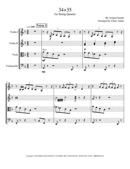 Free Sheet Music 34 35 Ariana Grande String Quartet