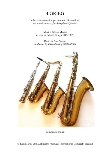 4 Grieg Scherzo On Themes By Grieg For Saxophone Quartet Sheet Music