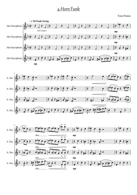 Free Sheet Music 4 Horn Funk Alto Saxophones