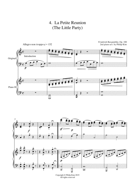 4 La Petite Reunion The Little Party 25 Progressive Studies Opus 100 For 2 Pianos Friedrich Burgmller Sheet Music