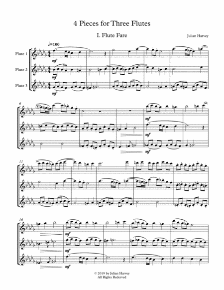 4 Pieces For 3 Flutes Sheet Music
